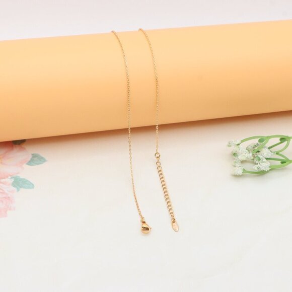 Elegant Rose Gold Necklace with Crystal Leaf Charm, XPNL0404 - Picture 12 of 12